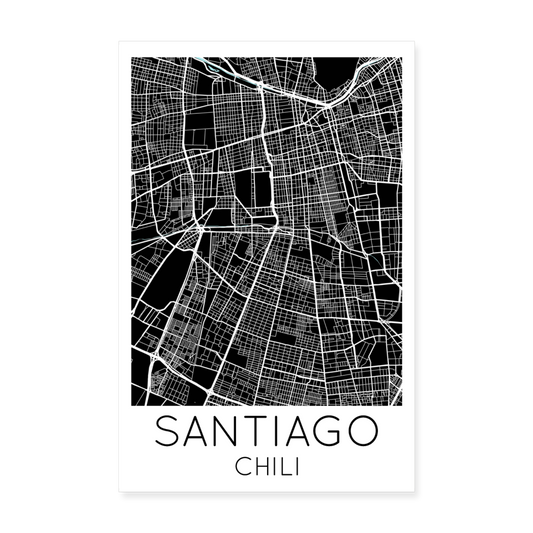 Poster Santiago - Plan Santiago - 20 x 30 cm - blanc