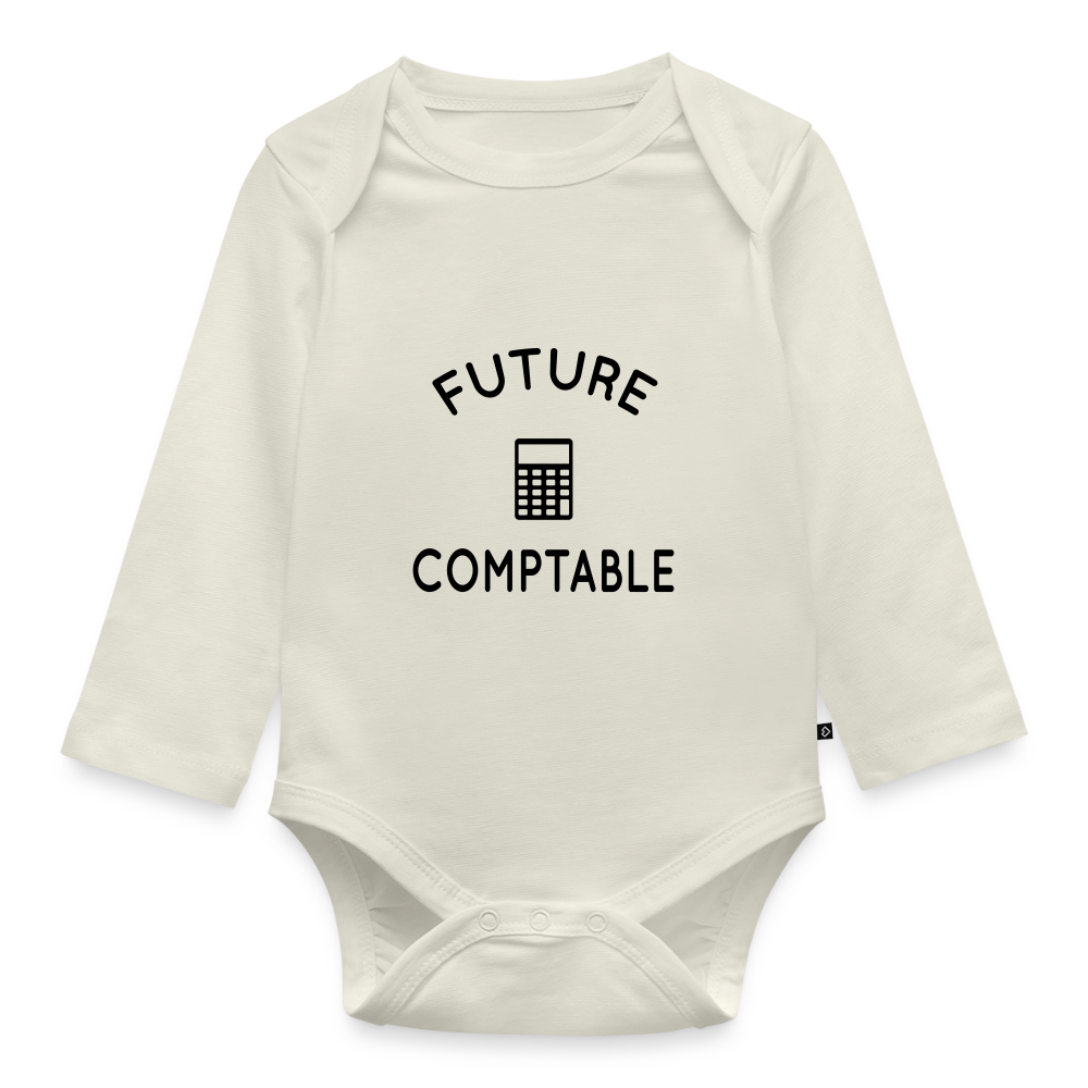 Body Bébé bio manches longues - Future comptable - blanc cassé