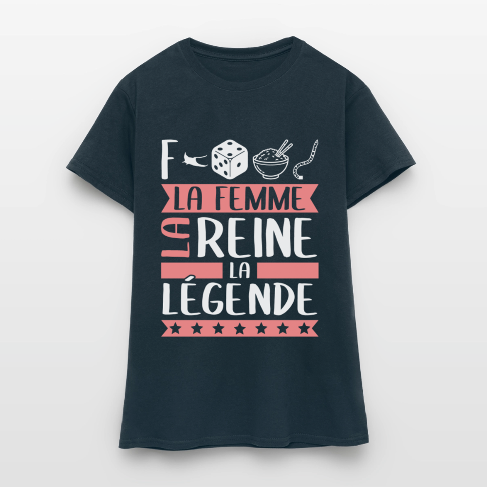 T-shirt femme Frédérique rébus – La femme, la reine, la légende - marine