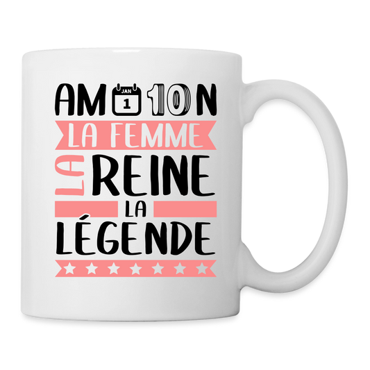 Mug blanc Amandine rébus – La femme, la reine, la légende - blanc