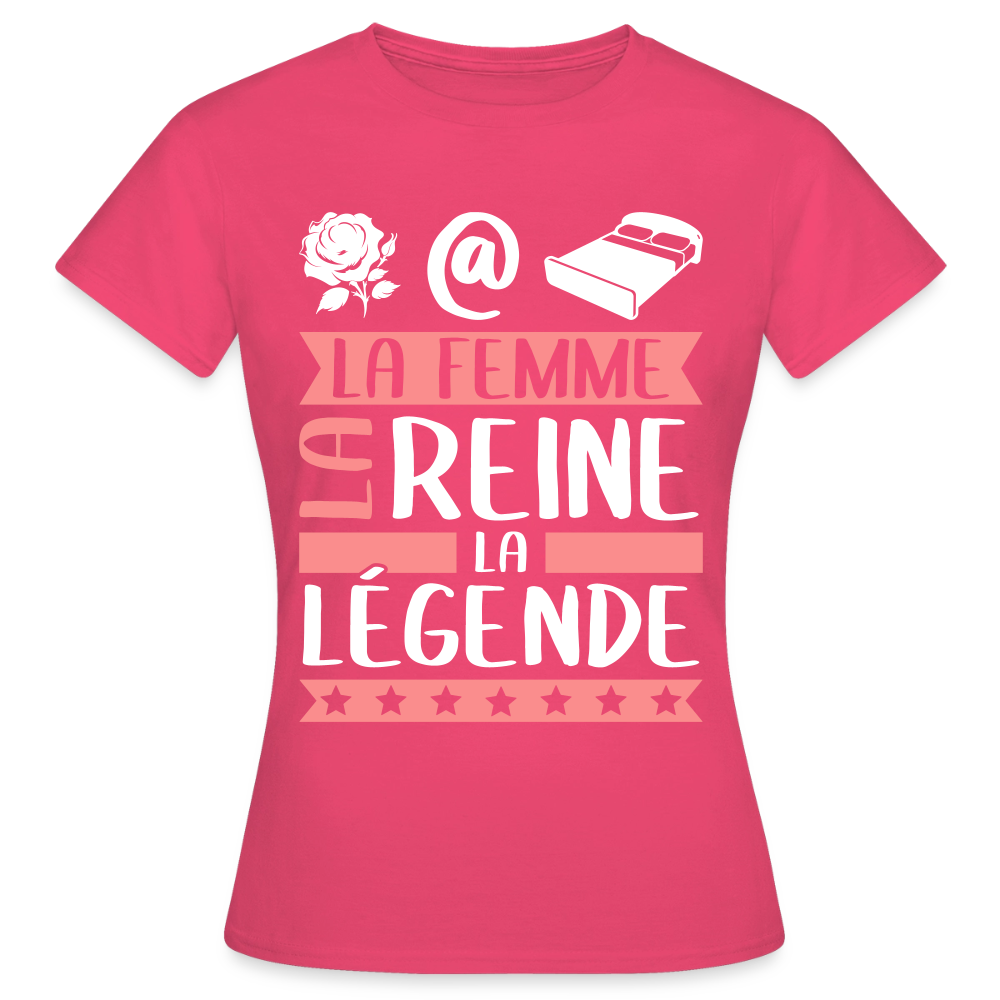 T-shirt femme Rosalie rébus – La femme, la reine, la légende - rose azalée
