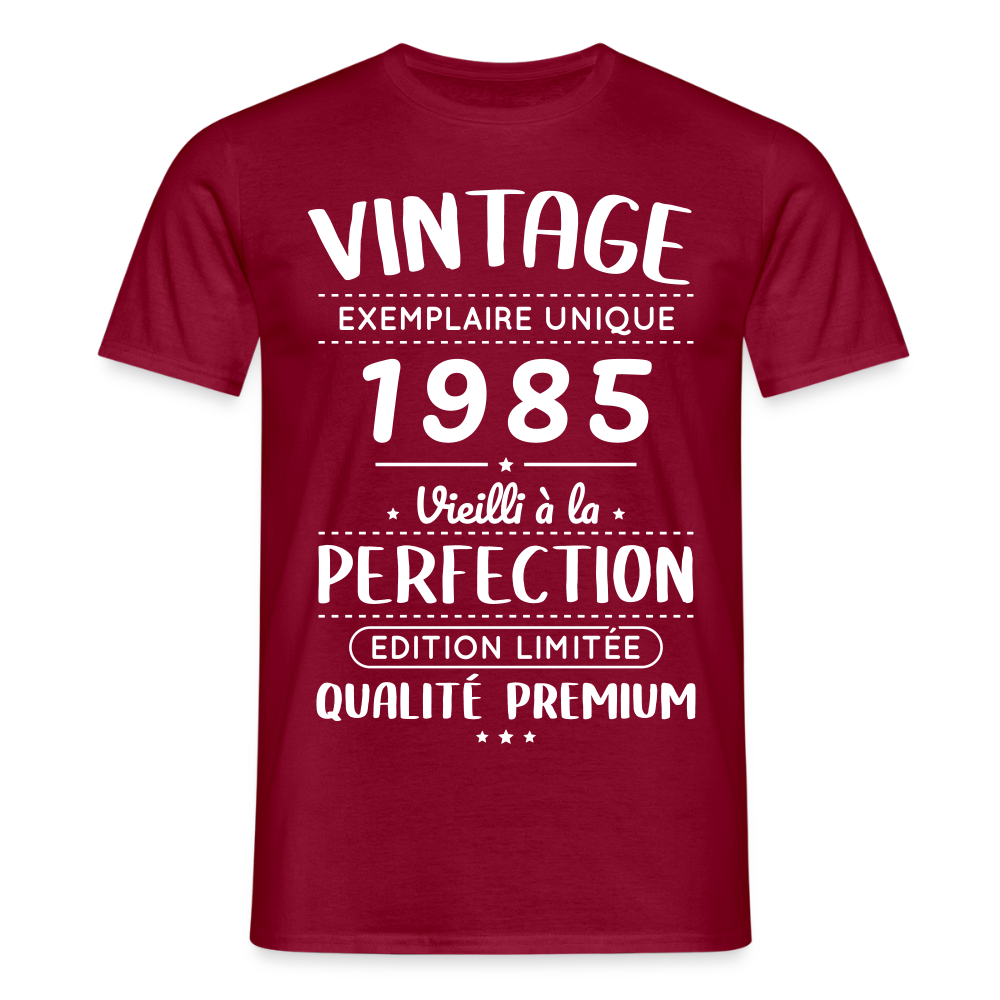 T-shirt Homme - Anniversaire 40 Ans - Vintage 1985 - rouge brique