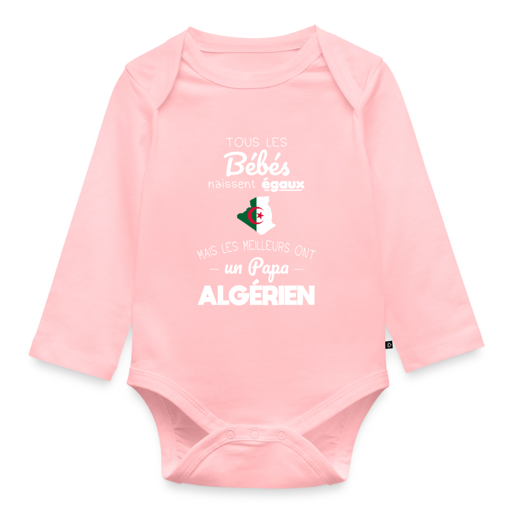 Body Bébé bio manches longues - Les Meilleurs Ont Un Papa Algérien - rose