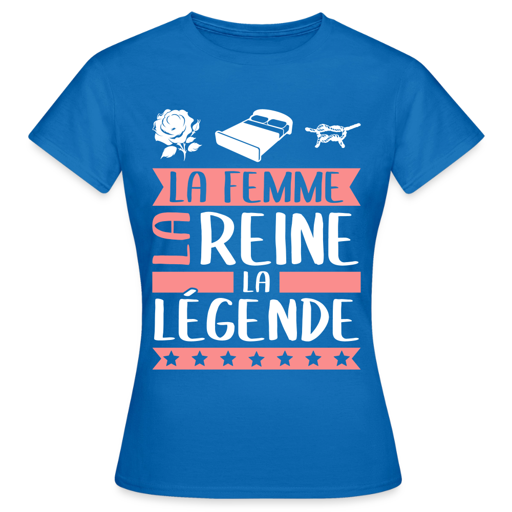 T-shirt femme Roseline rébus – La femme, la reine, la légende - bleu royal