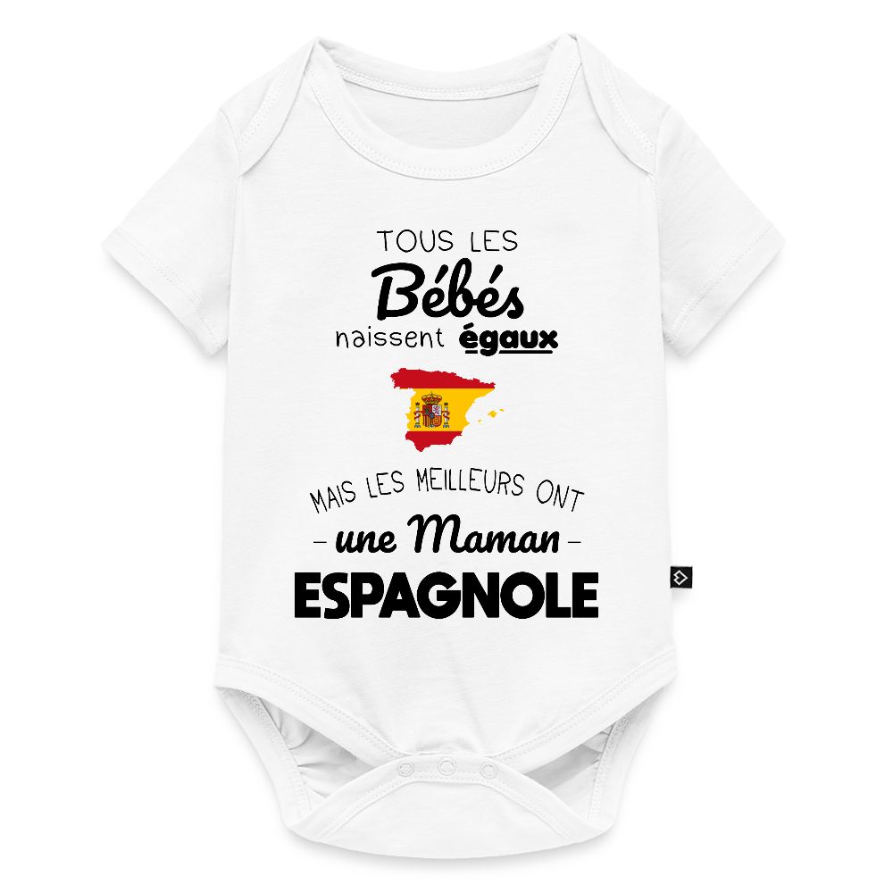 Body Bébé bio manches courtes - Les Meilleurs Ont Une Maman Espagnole - blanc