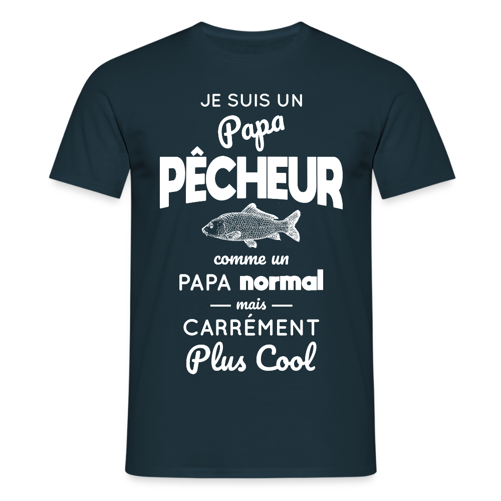 T-shirt Homme - Papa pêcheur plus cool - marine