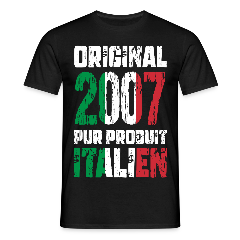 T-shirt Homme - Anniversaire 18 Ans - Original 2007 - Pur produit Italien - noir