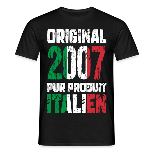 T-shirt Homme - Anniversaire 18 Ans - Original 2007 - Pur produit Italien - noir