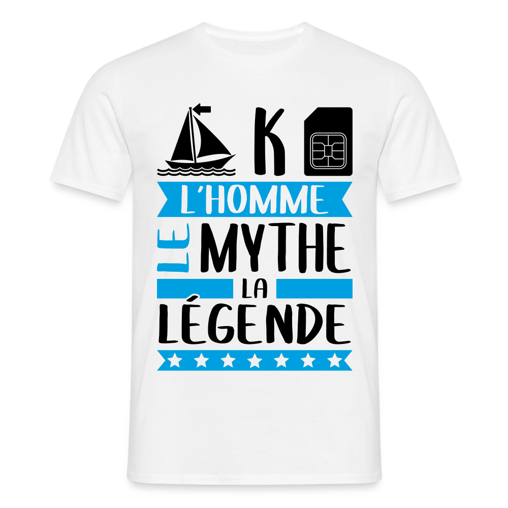 T-shirt homme coloris clair Maxime en rébus – L’homme, le mythe, la légende - blanc