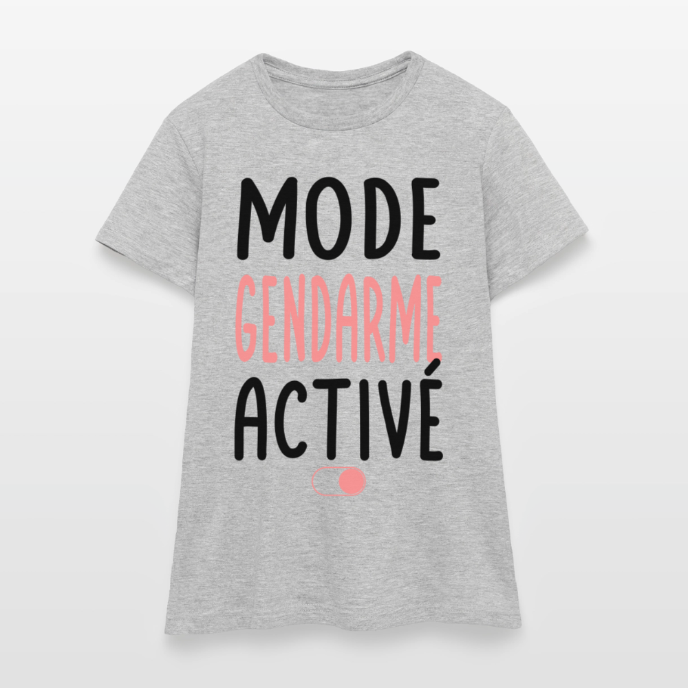 T-shirt Femme coloris clair - Mode gendarme activé - Cadeau gendarme - gris chiné