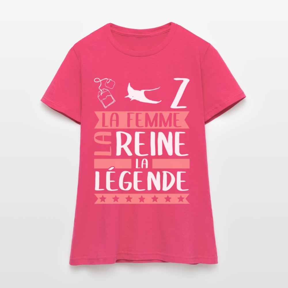 T-shirt femme Thérèse rébus – La femme, la reine, la légende - rose azalée