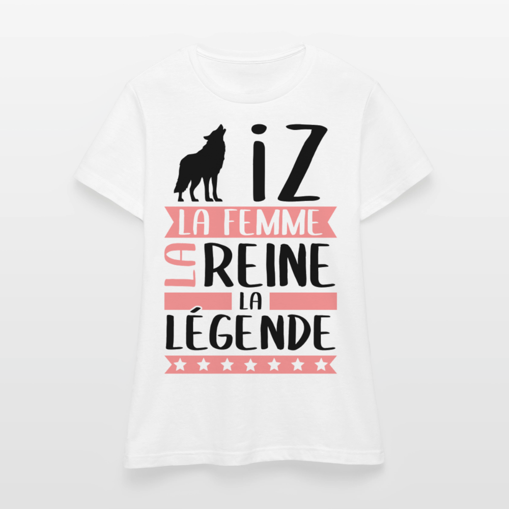 T-shirt femme coloris clair Louise rébus – La Femme, la reine, la légende - blanc