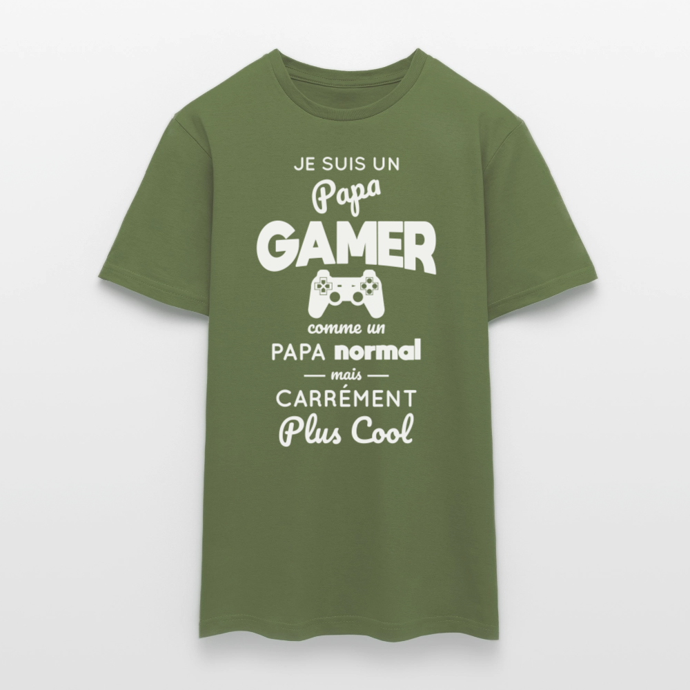 T-shirt Homme - Papa gamer plus cool - vert militaire
