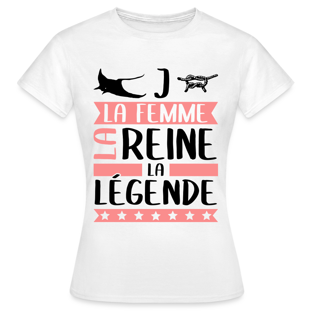 T-shirt femme coloris clair Régine rébus – La femme, la reine, la légende - blanc