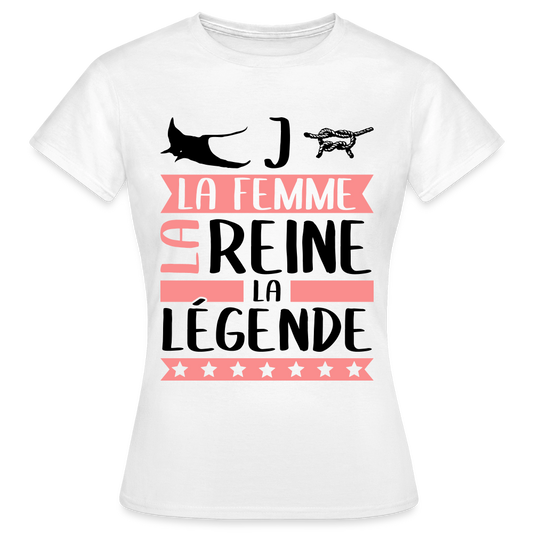 T-shirt femme coloris clair Régine rébus – La femme, la reine, la légende - blanc