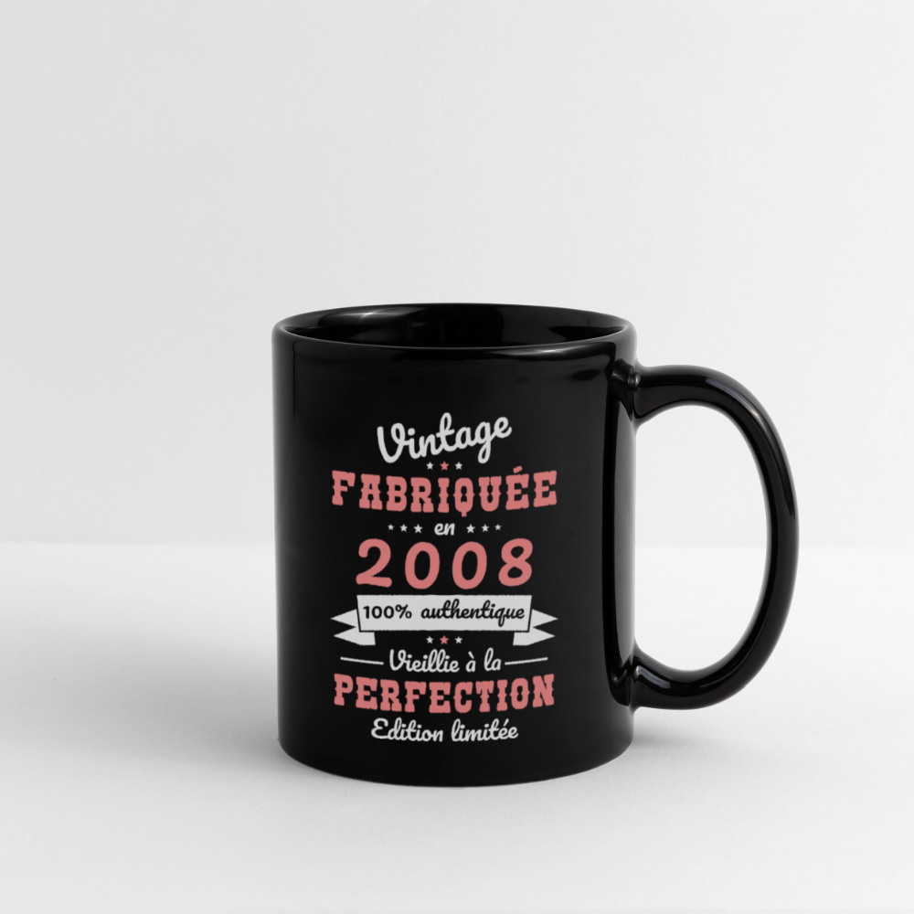 Mug anniversaire femme 18 ans – Vintage 2008 - noir