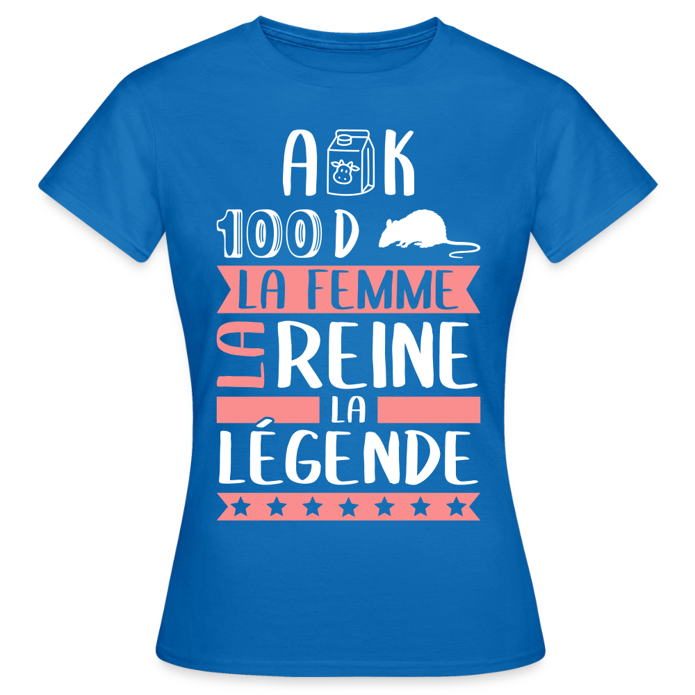 T-shirt femme Alexandra rébus – La femme, la reine, la légende - bleu royal