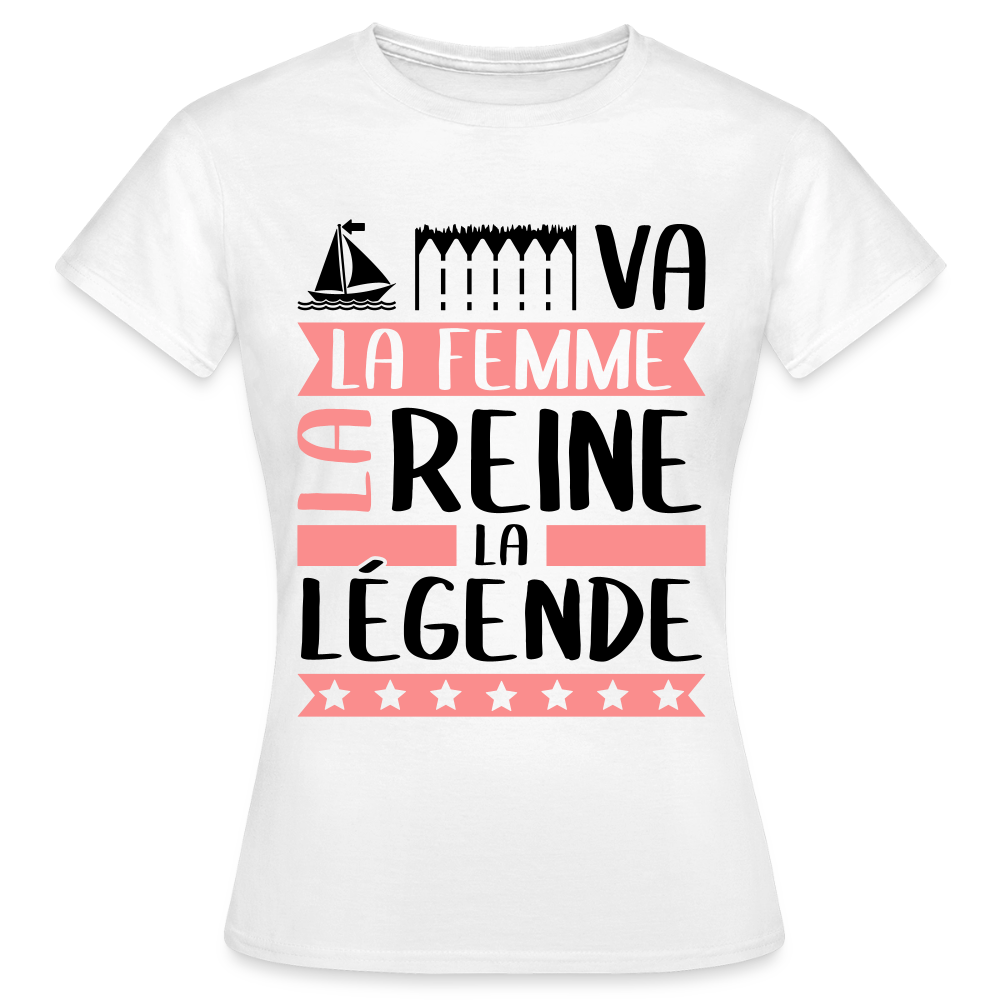 T-shirt femme coloris clair Maëva rébus – La Femme, la reine, la légende - blanc