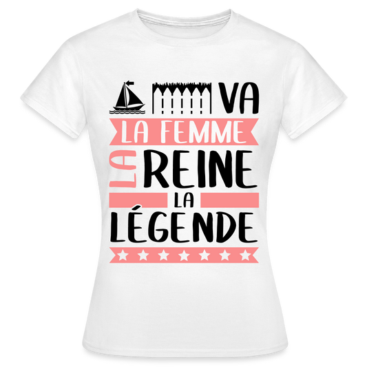 T-shirt femme coloris clair Maëva rébus – La Femme, la reine, la légende - blanc