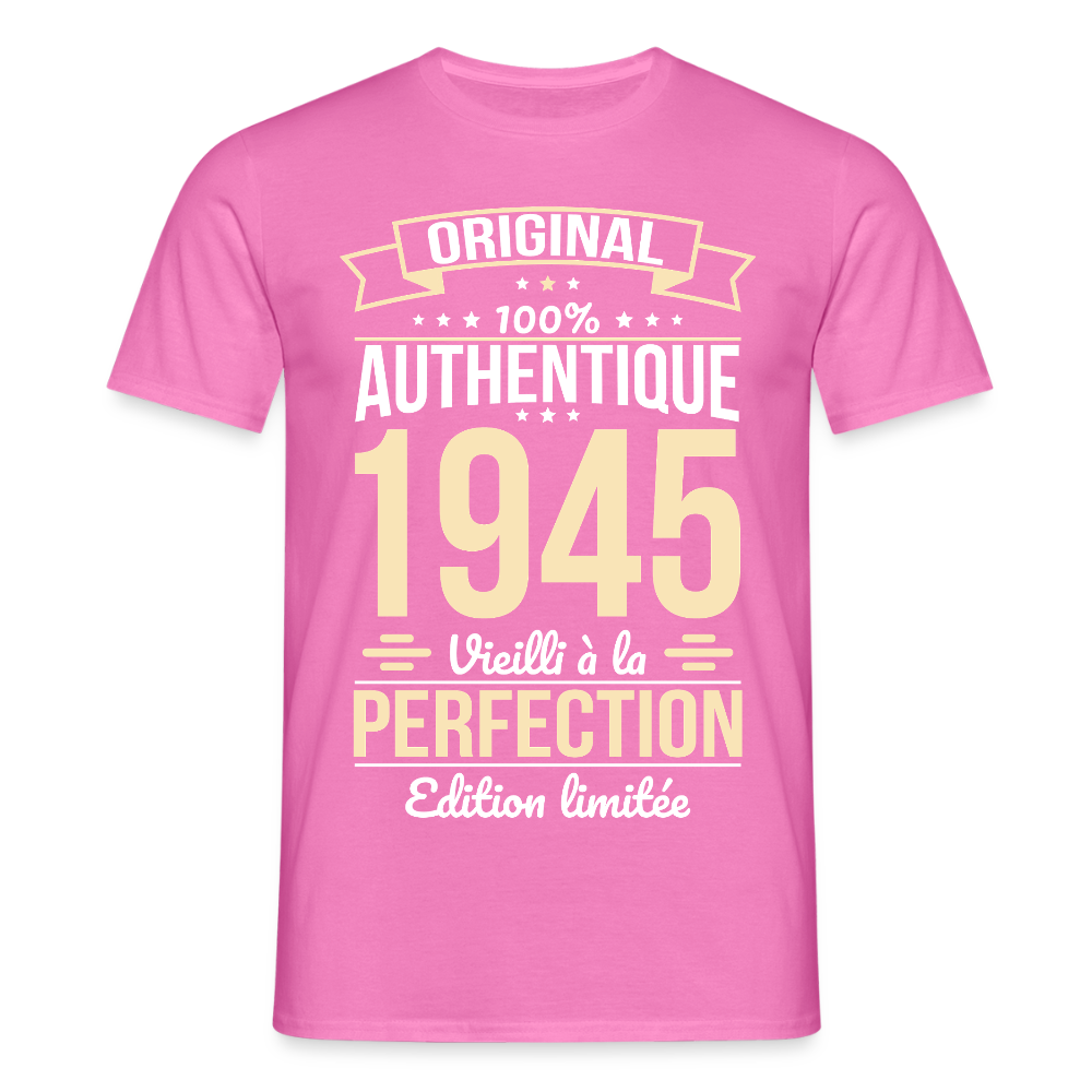 T-shirt Homme - Anniversaire 80 Ans - Original 1945 - rose