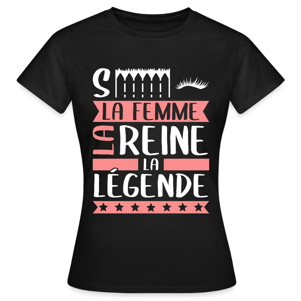 T-shirt femme Cécile rébus – La femme, la reine, la légende - noir