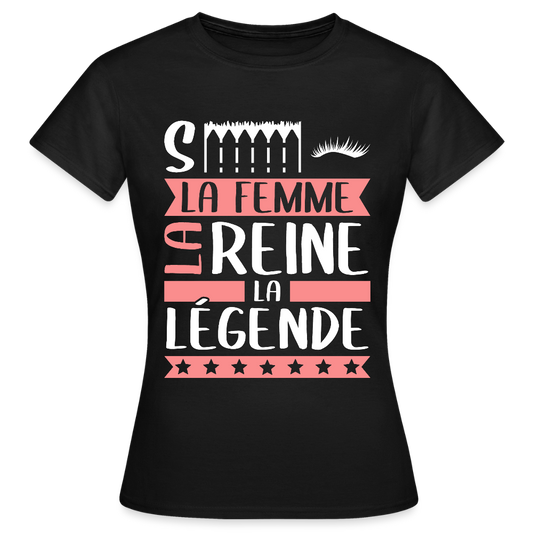 T-shirt femme Cécile rébus – La femme, la reine, la légende - noir