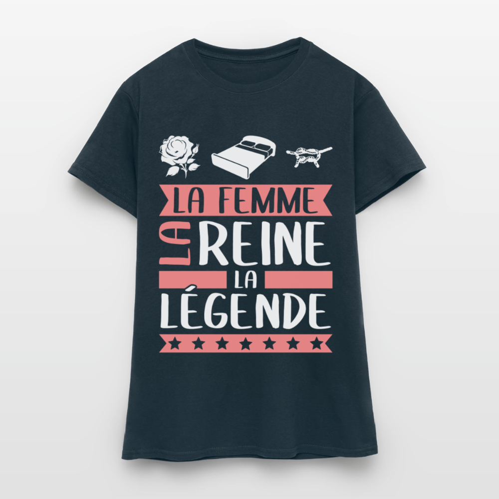 T-shirt femme Roseline rébus – La femme, la reine, la légende - marine