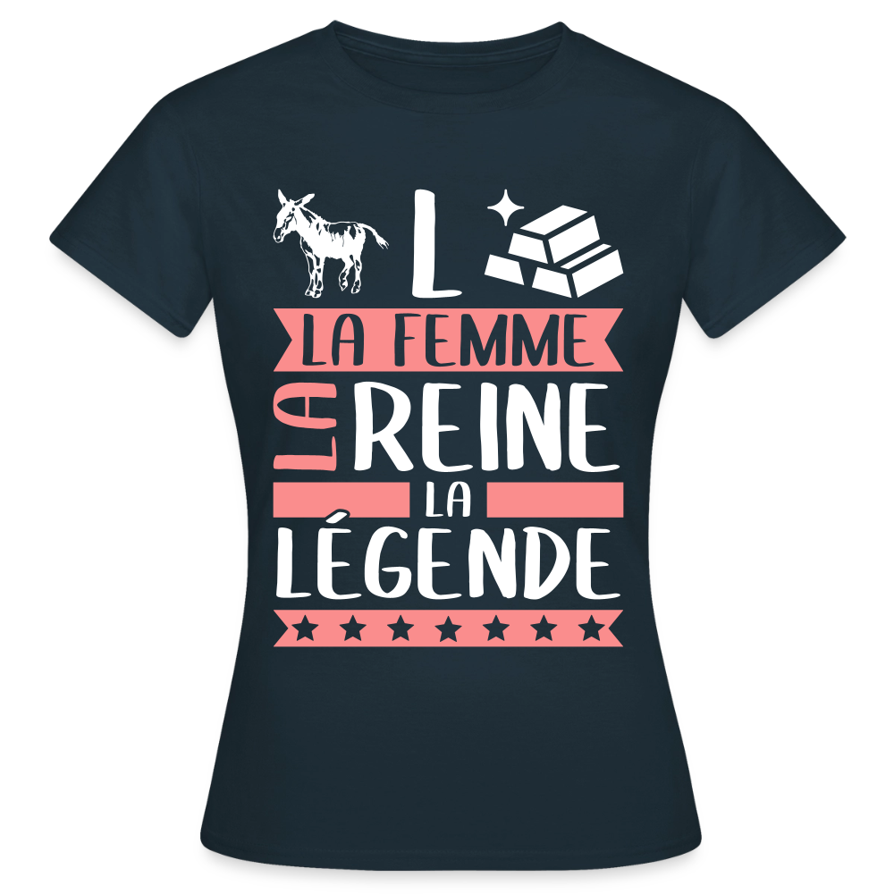 T-shirt femme Anne-Laure rébus – La femme, la reine, la légende - marine