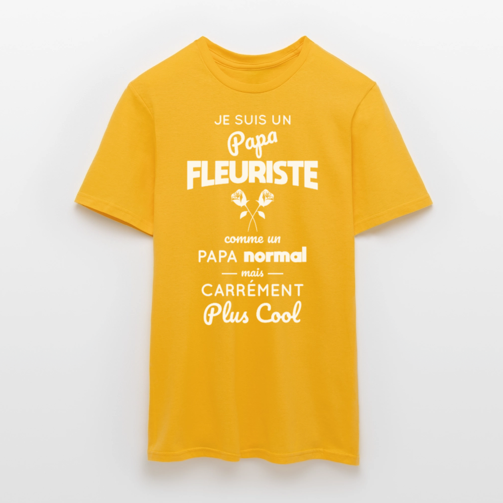 T-shirt Homme - Papa fleuriste plus cool - jaune