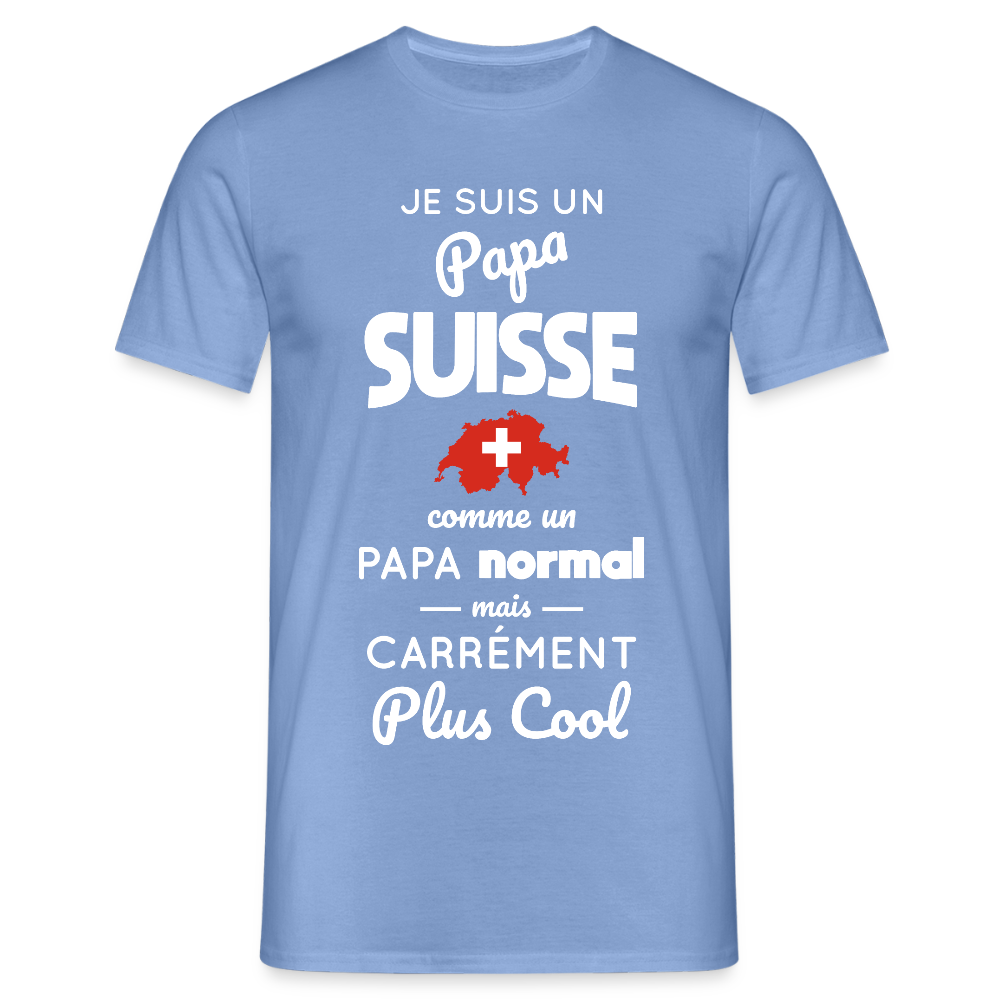 T-shirt Homme - Papa Suisse Plus Cool - carolina blue