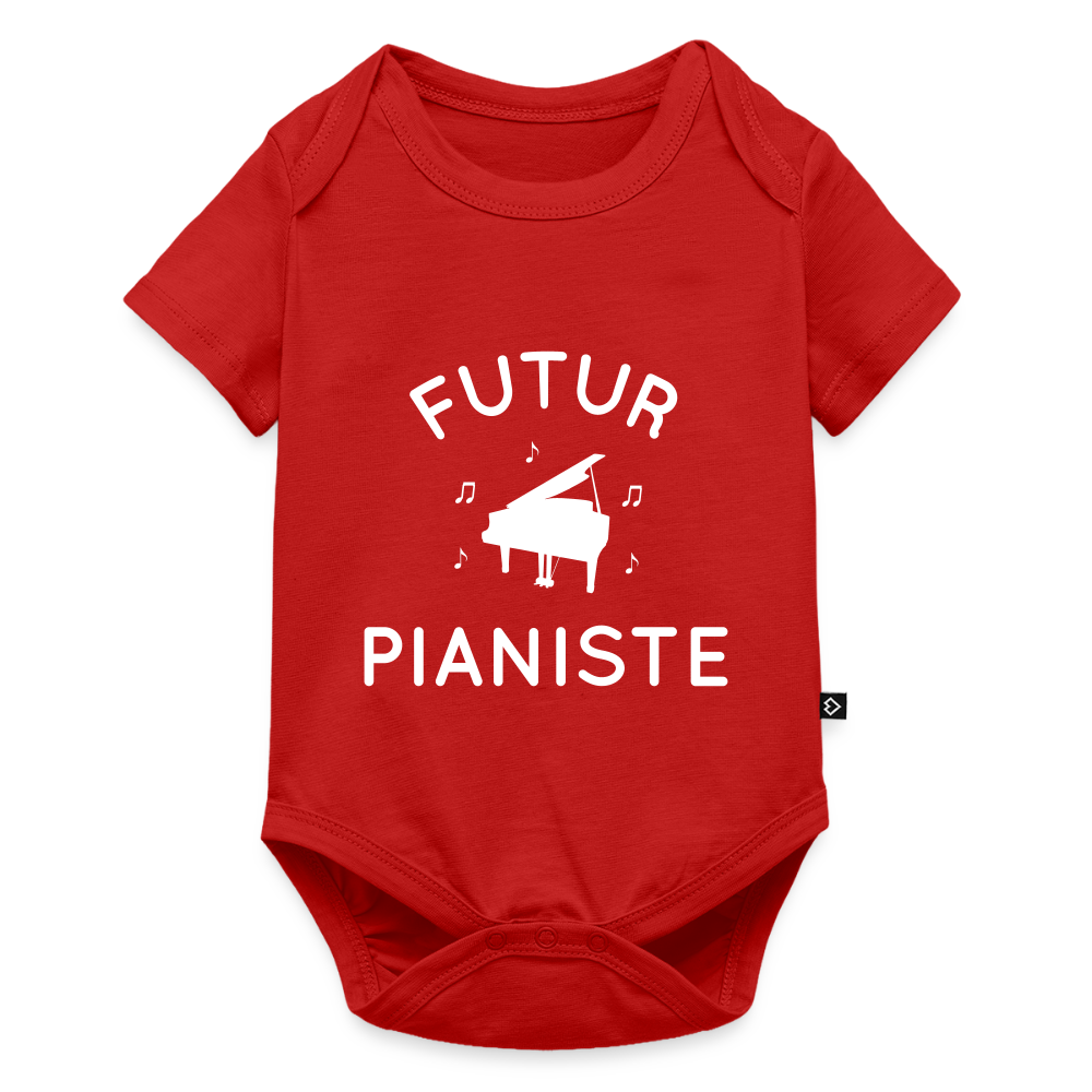 Body Bébé bio manches courtes - Futur pianiste - rouge