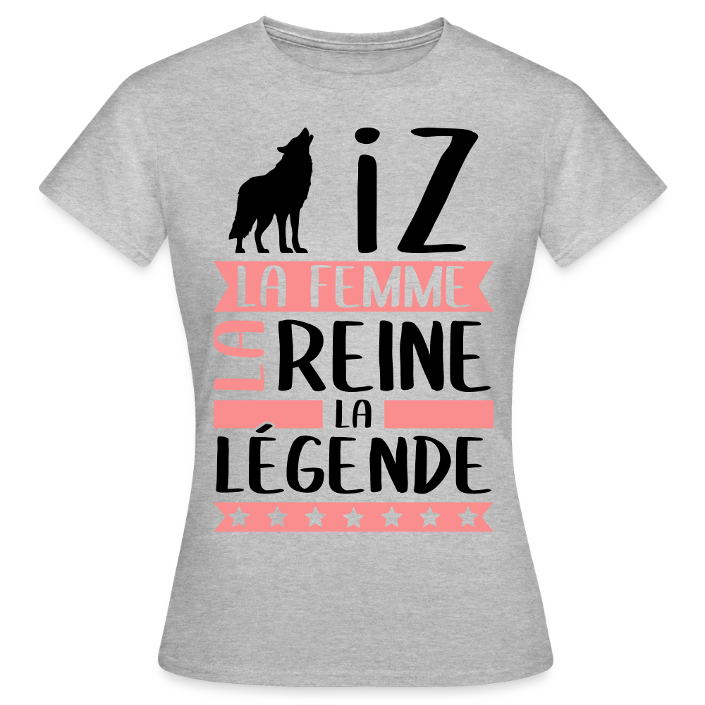 T-shirt femme coloris clair Louise rébus – La Femme, la reine, la légende - gris chiné