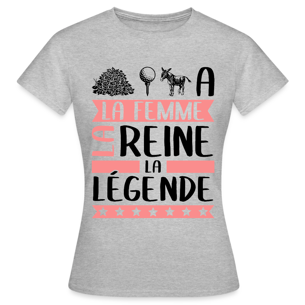 T-shirt femme coloris clair Tatiana en rébus – La femme, la reine, la légende - gris chiné