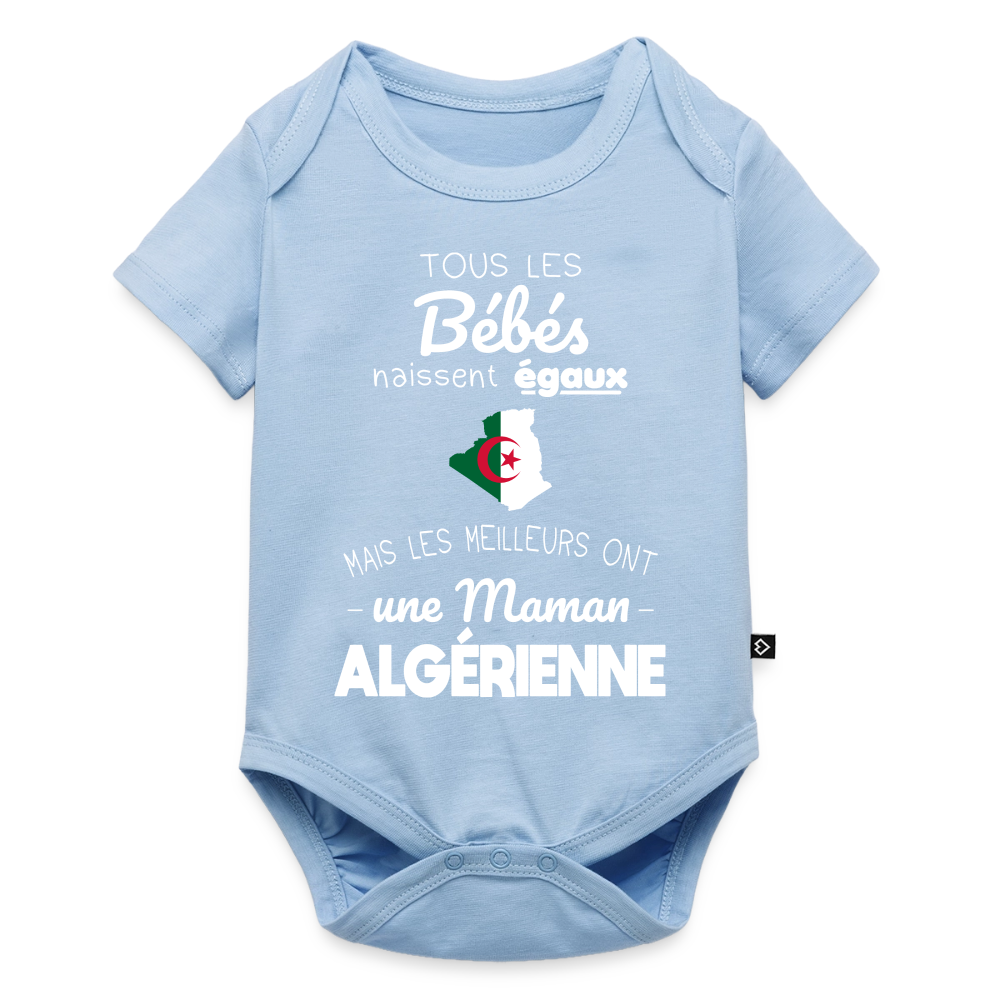 Body Bébé bio manches courtes - Les Meilleurs Ont Une Maman Algérienne - bleu clair