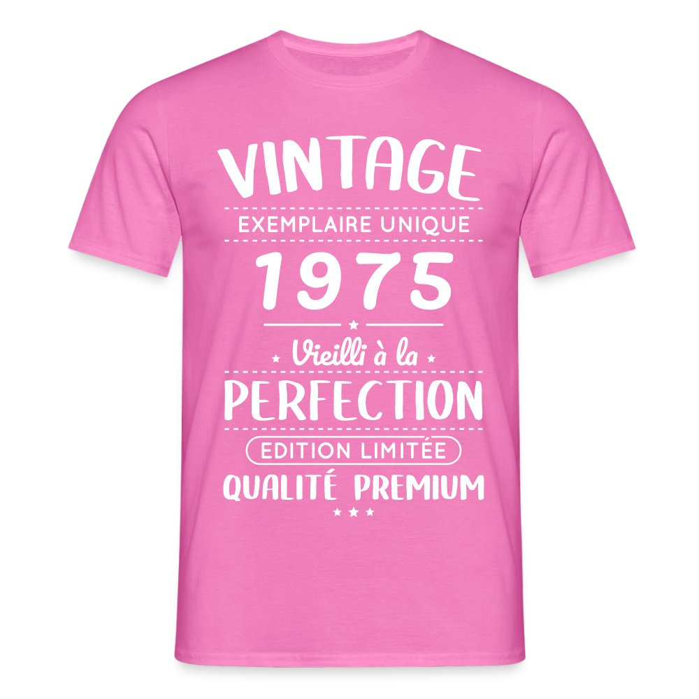 T-shirt Homme - Anniversaire 50 Ans - Vintage 1975 - rose