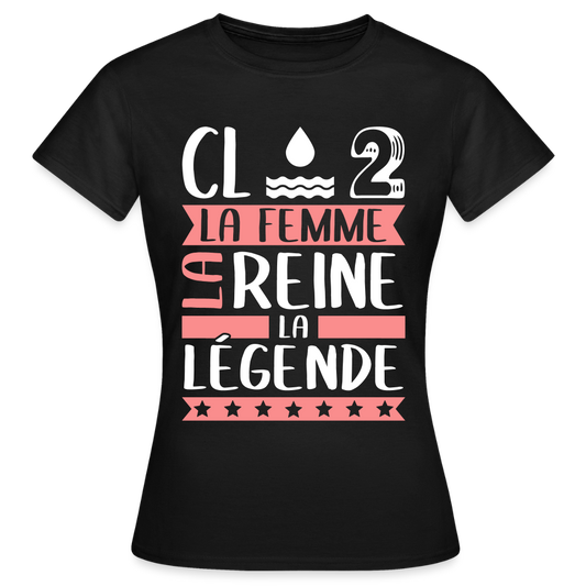 T-shirt femme Claude rébus – La femme, la reine, la légende - noir