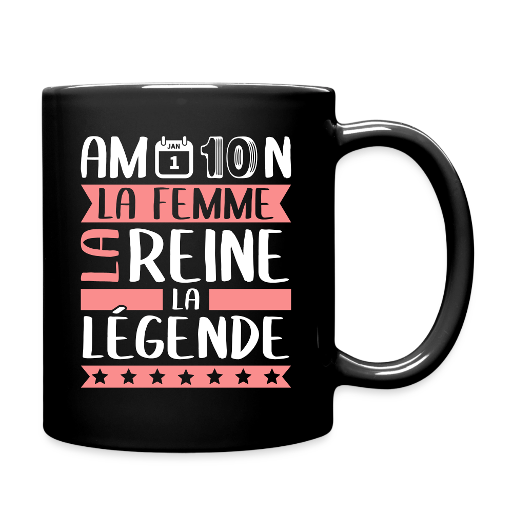 Mug uni Amandine rébus – La femme, la reine, la légende - noir