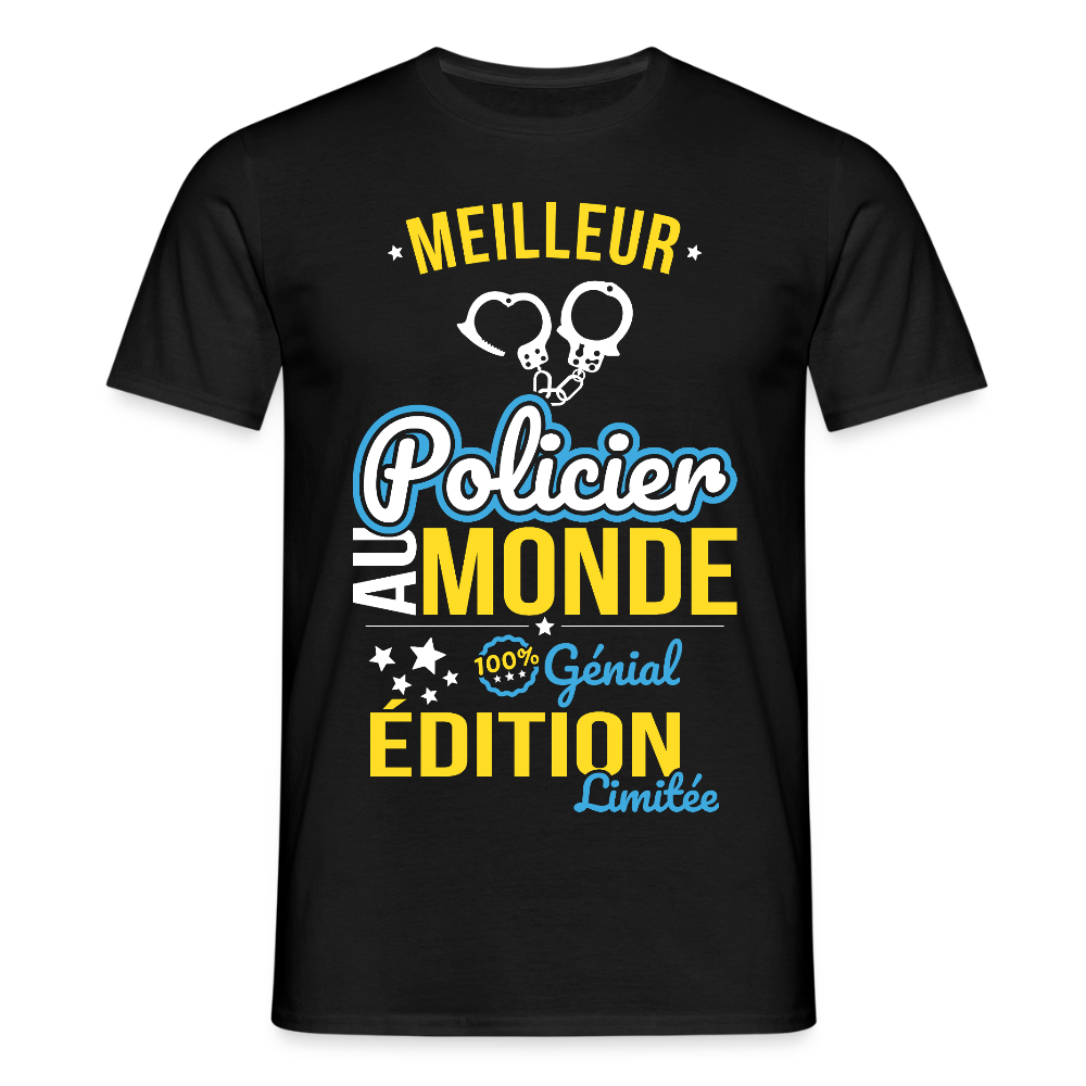 T-shirt Homme - Meilleur Policier au monde - 100% génial - noir