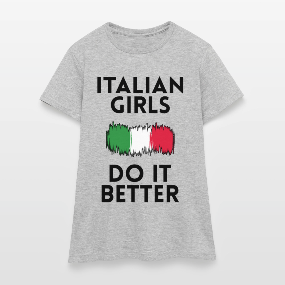 T-shirt femme coloris clair - Italian Girls Do It Better - gris chiné