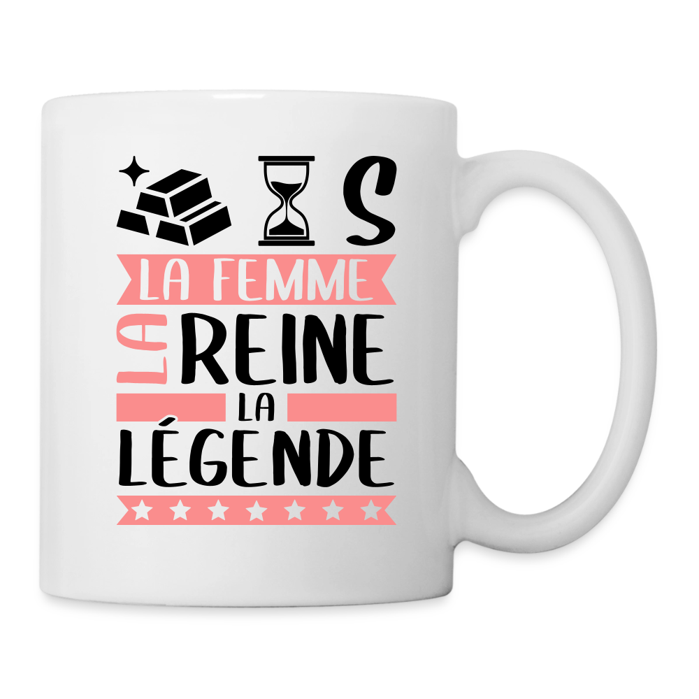 Mug blanc Hortense rébus – La femme, la reine, la légende - blanc