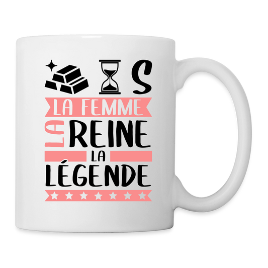 Mug blanc Hortense rébus – La femme, la reine, la légende - blanc