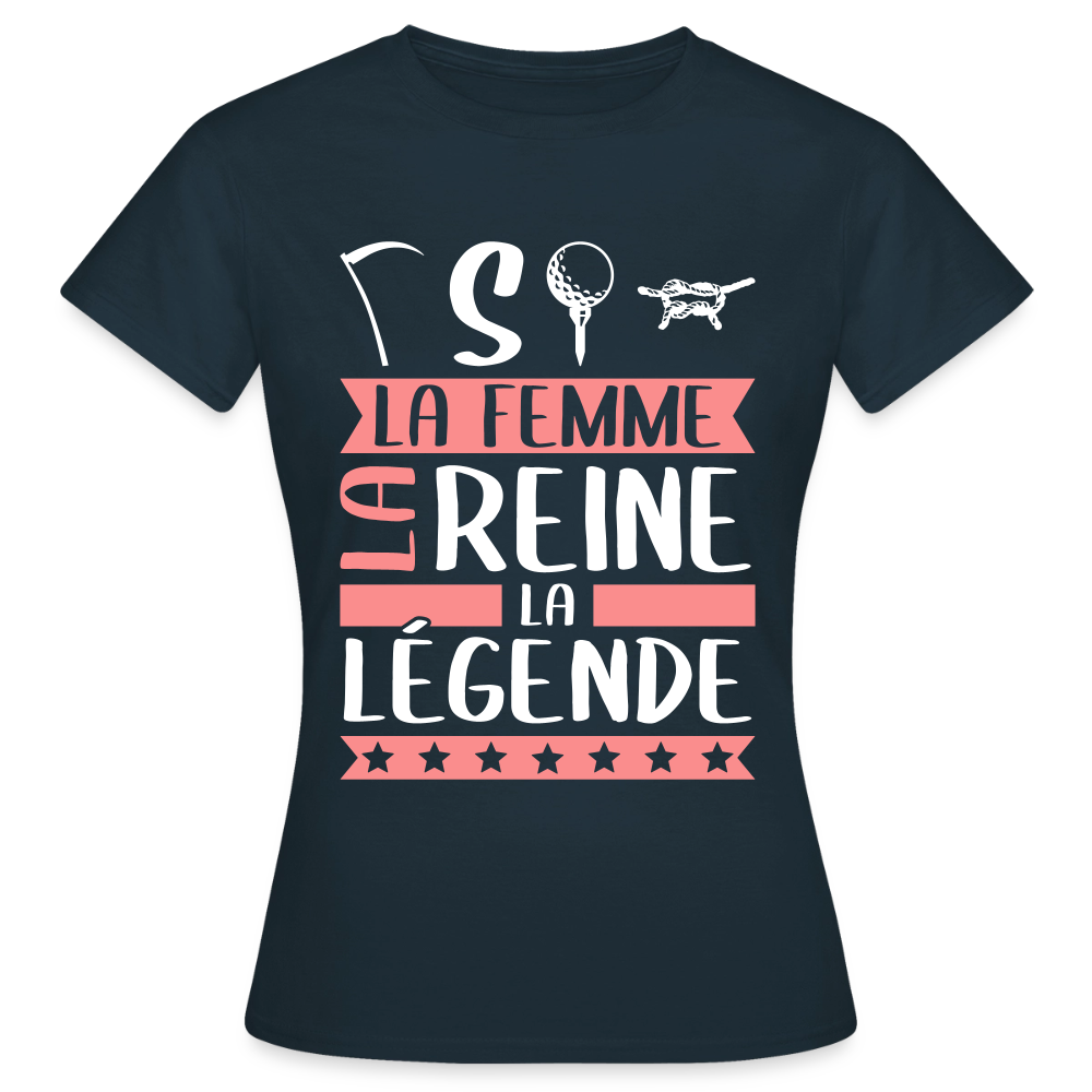 T-shirt femme Faustine rébus – La femme, la reine, la légende - marine