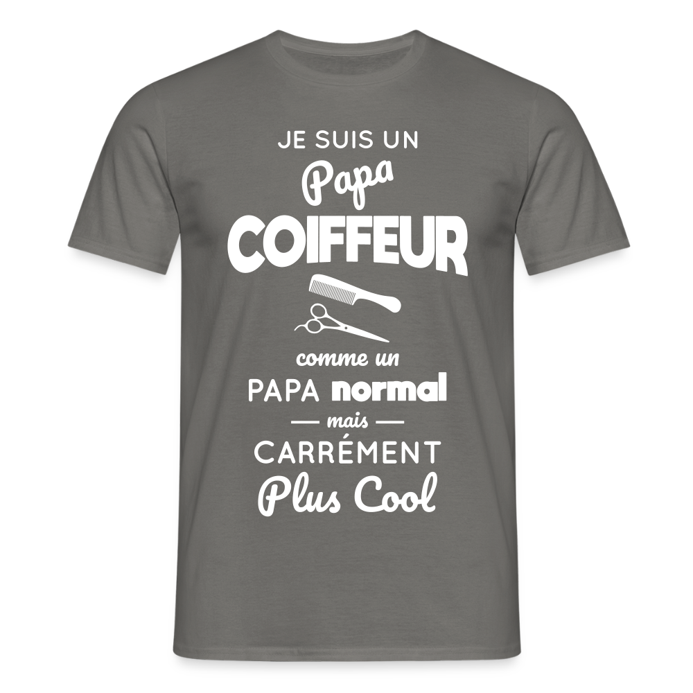 T-shirt Homme - Papa coiffeur plus cool - gris graphite