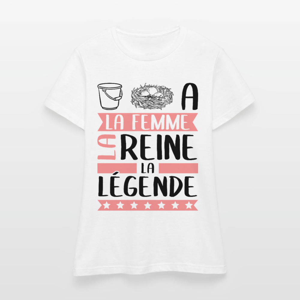 T-shirt femme coloris clair Sonia en rébus – La femme, la reine, la légende - blanc