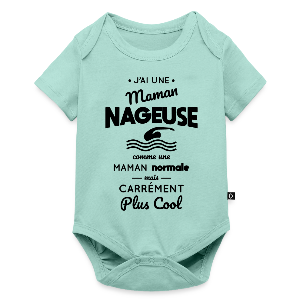Body Bébé bio manches courtes - J'ai une maman nageuse - menthe 
