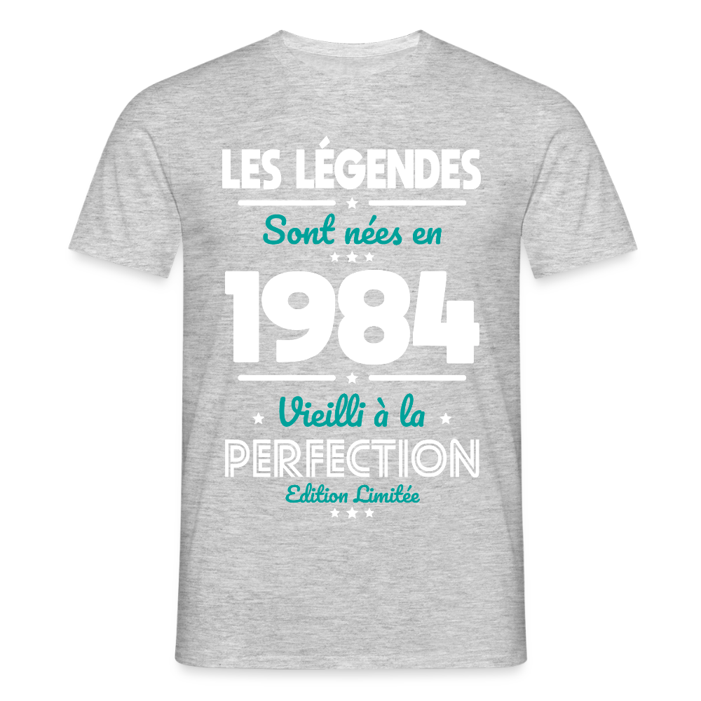 T-shirt Homme - Anniversaire 41 Ans - Les Légendes sont nées en 1984 - gris chiné