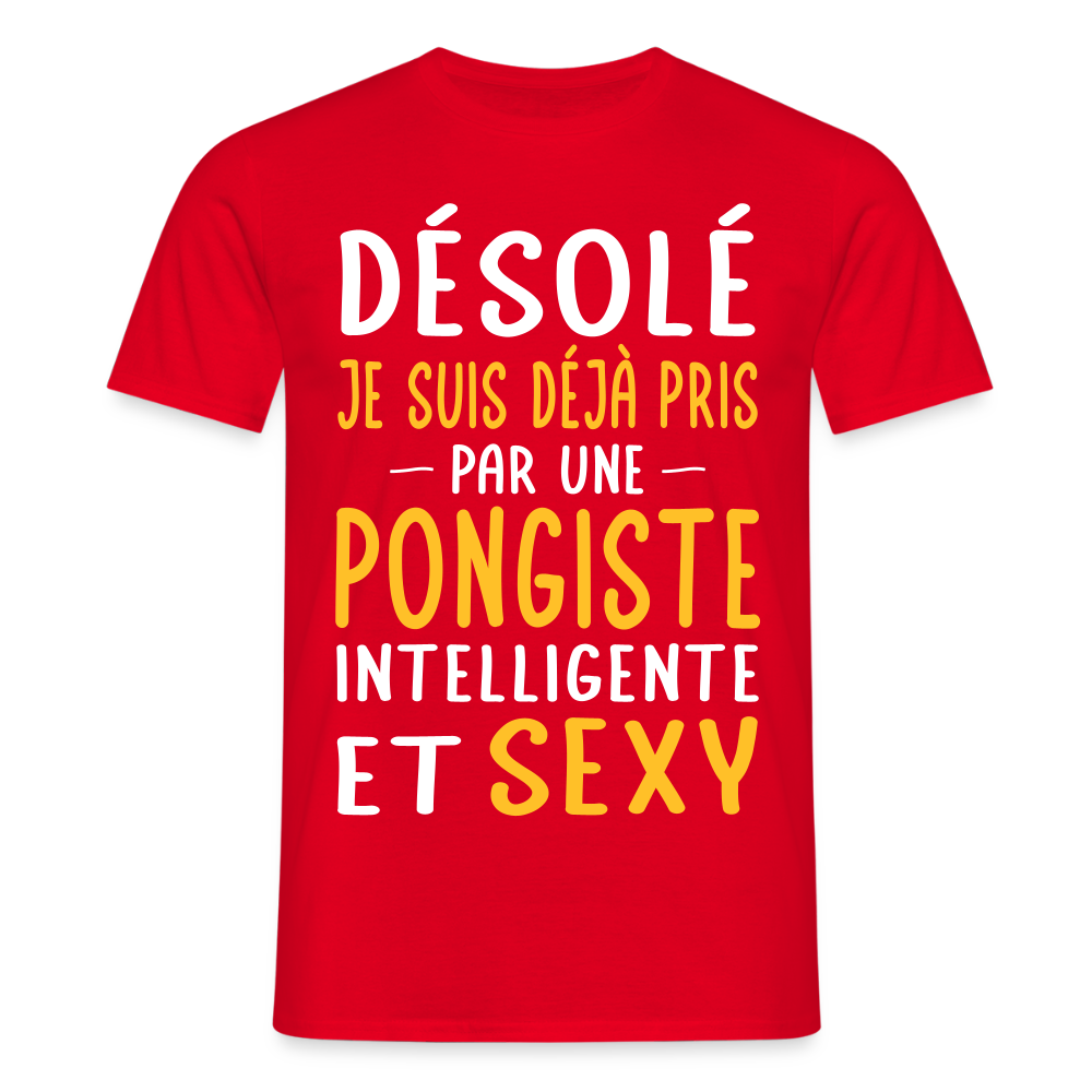 T-shirt Homme - Je suis pris par une pongiste intelligente et sexy - rouge