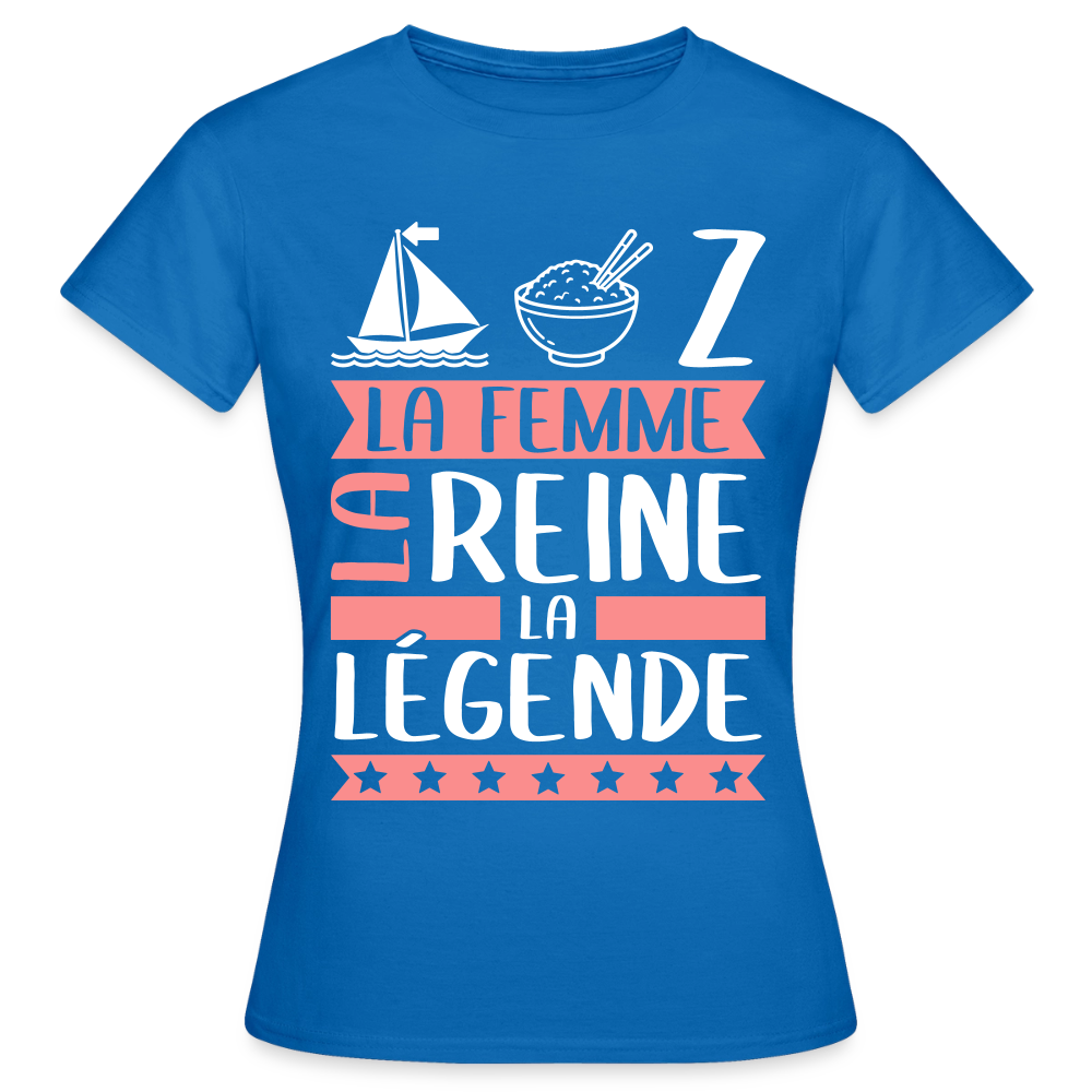 T-shirt femme Maryse rébus – La femme, la reine, la légende - bleu royal