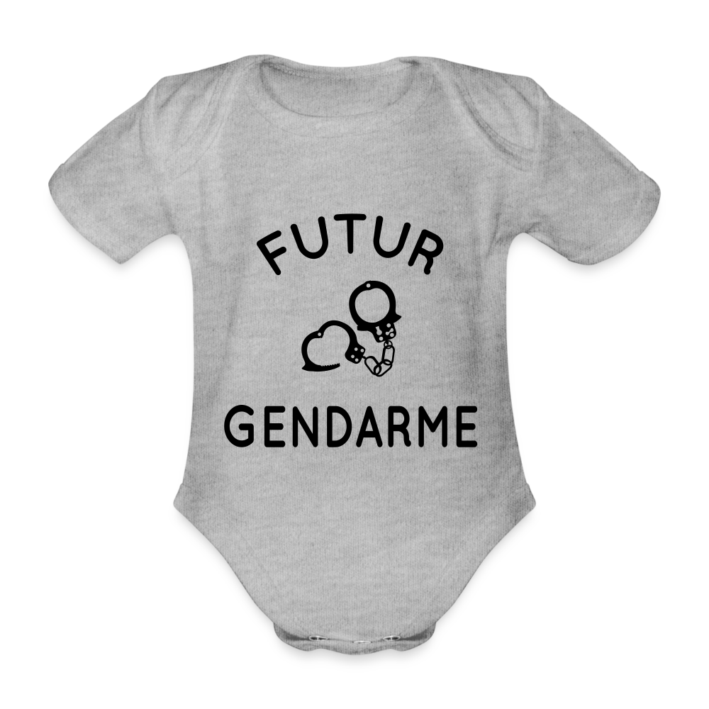 Body Bébé bio manches courtes - Futur gendarme - gris chiné