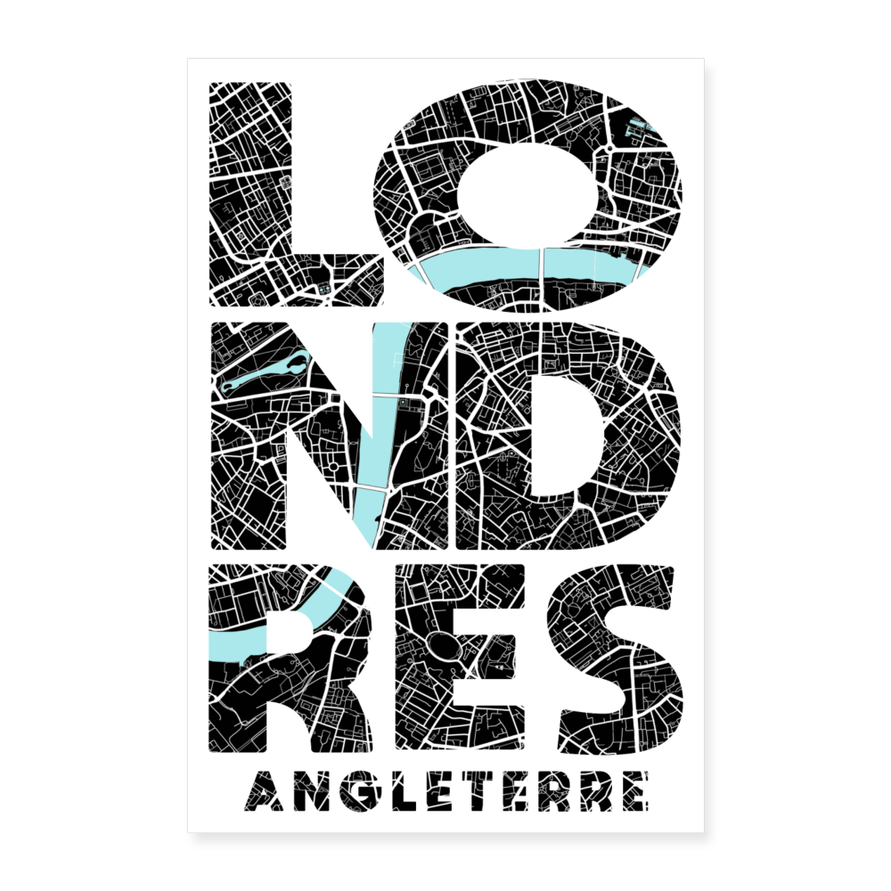 Poster Londres - Plan Londres - 60 x 90 cm - blanc